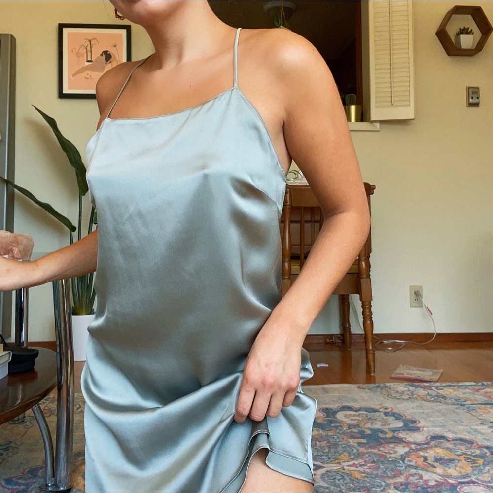 ❤️SOLD❤️ COTTON CANDY LA SATIN MINI SLIP DRESS